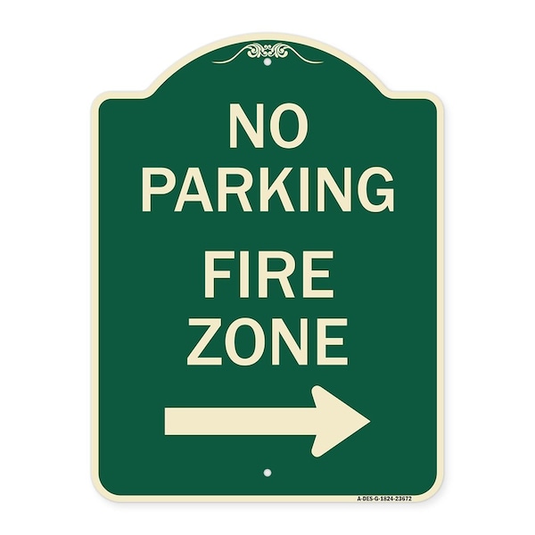 Signmission No Parking Fire Zone W/ Right Arrow Heavy-Gauge Aluminum Architectural Sign, 24" x 18", G-1824-23672 A-DES-G-1824-23672 - main
